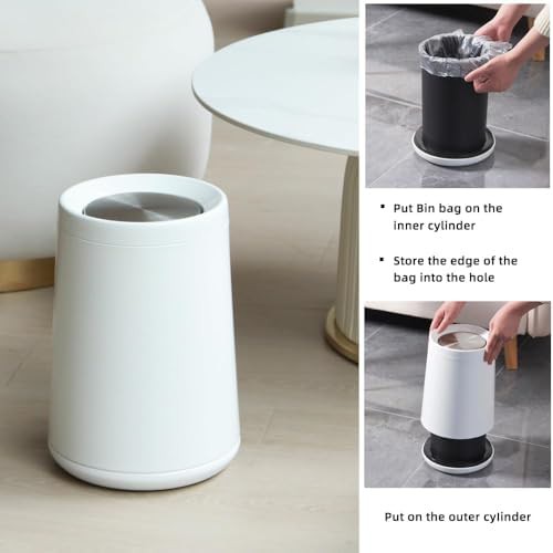 Brushed nickel gold bathroom swing lid bin — photo 4