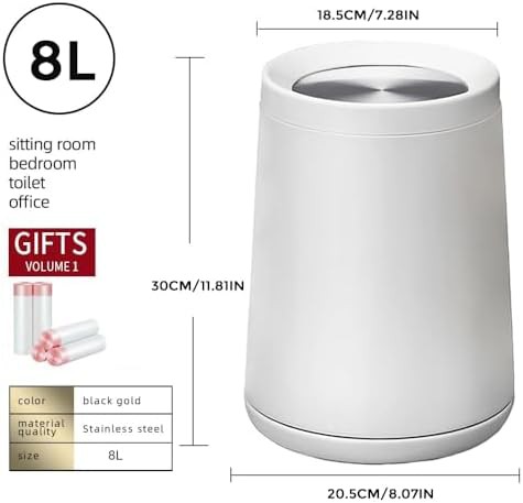 Brushed nickel gold bathroom swing lid bin — photo 5