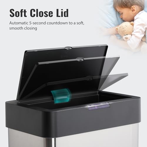 Silver Motion Sensor Stainless Steel Bin — photo 3
