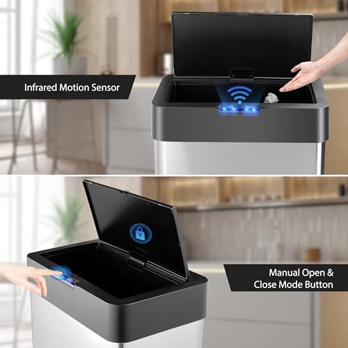 Silver Motion Sensor Stainless Steel Bin — photo 4