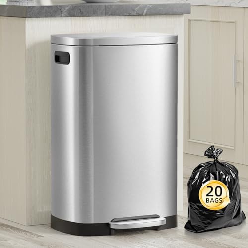 Stainless steel 13 gallon pedal trash bin