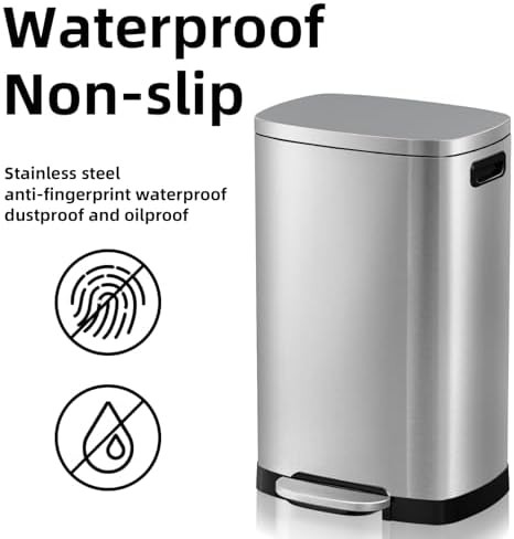 Stainless steel 13 gallon pedal trash bin — photo 5