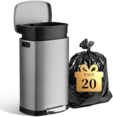 Silver 13 gallon stainless steel kitchen can