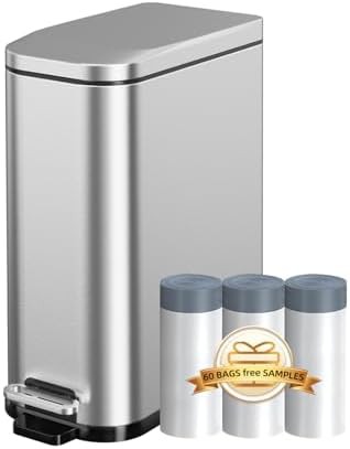Silver 4 gallon rectangular step trash can