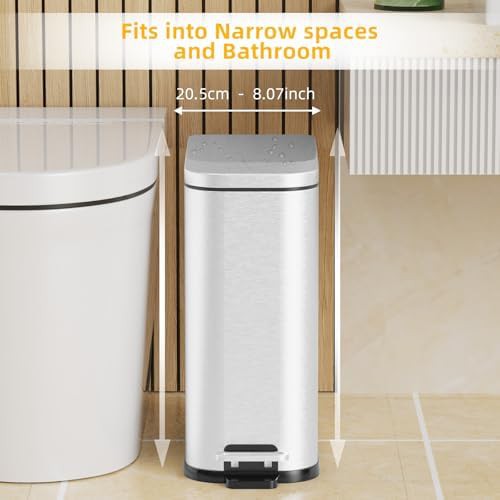 Silver 4 gallon rectangular step trash can — photo 4