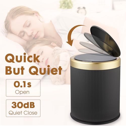 Gold and black automatic bathroom trash can — photo 4