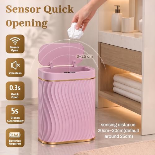 Pink Gold Automatic Bathroom Trash Can — photo 3