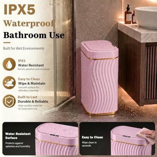 Pink Gold Automatic Bathroom Trash Can — photo 4