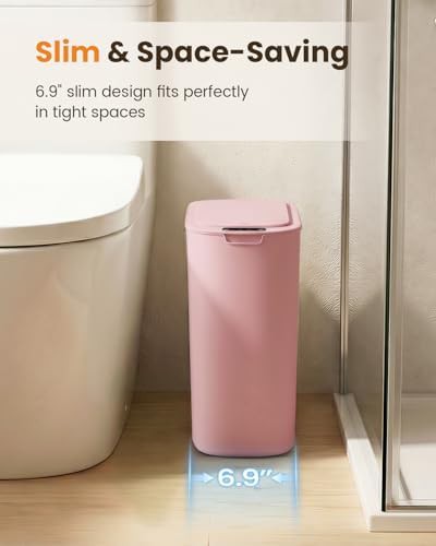 Cesun pink touchless 8 gallon bathroom trash can — photo 3
