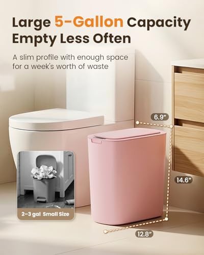 Cesun pink touchless 8 gallon bathroom trash can — photo 4