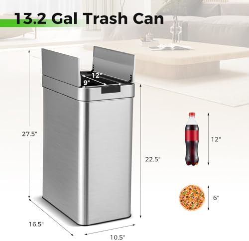 Motion sensor stainless steel wing lid bin — photo 5