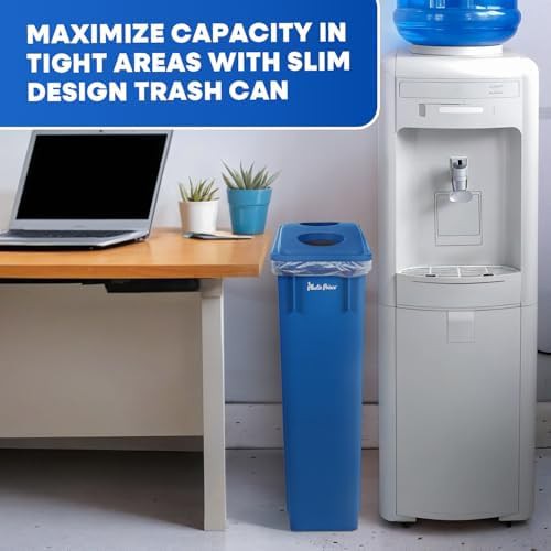 Blue slim commercial recycling waste bin — photo 3