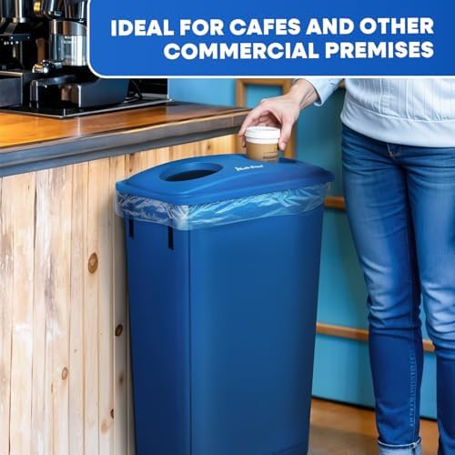 Blue slim commercial recycling waste bin — photo 4