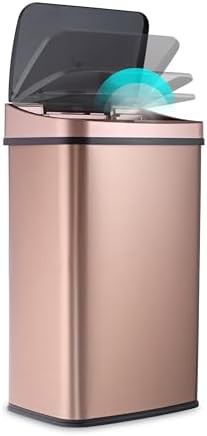 Gold stainless steel motion sensor bin