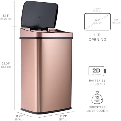 Gold stainless steel motion sensor bin — photo 4