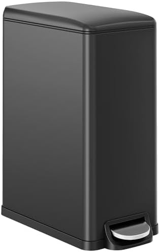 Slim Black Stainless Steel Kitchen Can