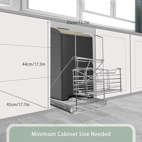 Heavy-duty steel sliding trash can holder for cabinets — photo 4