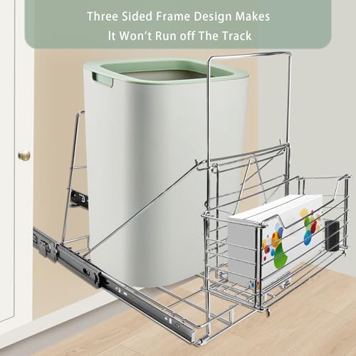 Heavy-duty steel sliding trash can holder for cabinets — photo 5