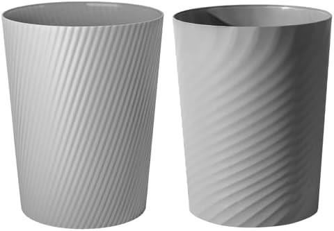 Grey plastic small wastebasket 1.8 gallon