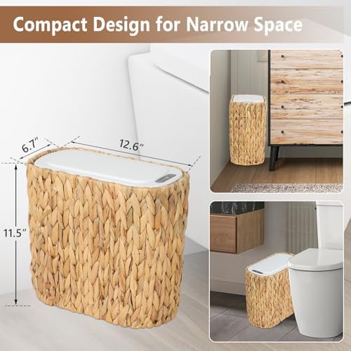 Trongee boho wicker motion sensor bathroom hamper — photo 5