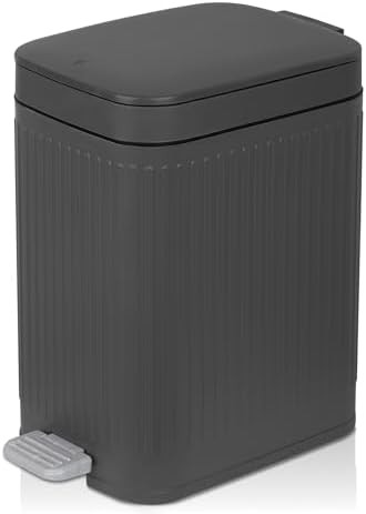 Gray slim press top waste container