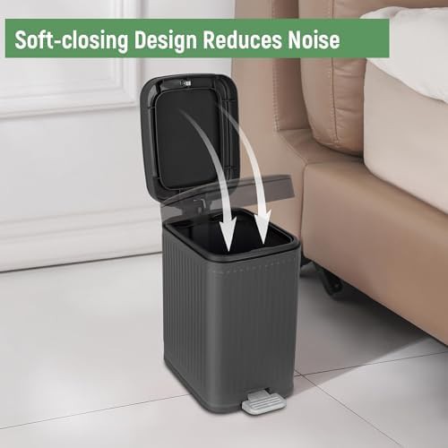 Gray slim press top waste container — photo 4