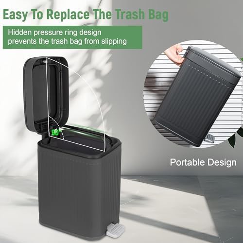 Gray slim press top waste container — photo 5
