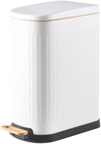 Slim white step pedal bathroom bin