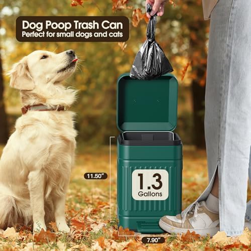 Green metal rectangular step pedal waste bin — photo 3