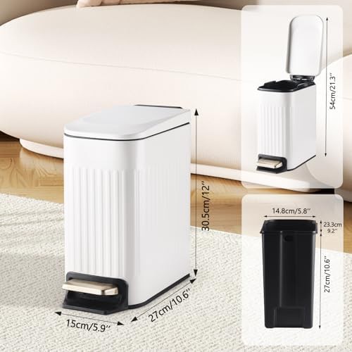 Stainless steel slim step trash can — photo 3