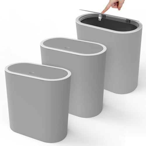 Grey rectangular plastic trash can 4 gallon