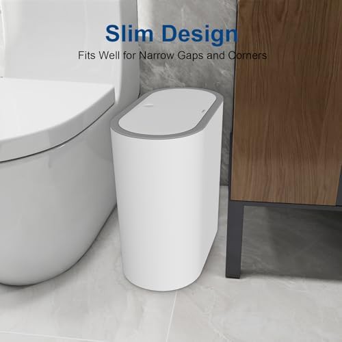 White plastic slim press trash can 4 gallon — photo 3