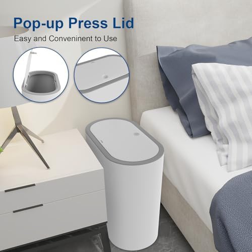 White plastic slim press trash can 4 gallon — photo 5