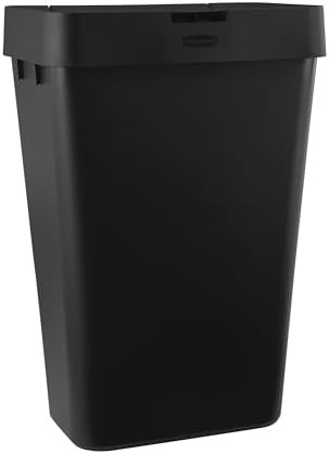 Black plastic touch top kitchen trash can