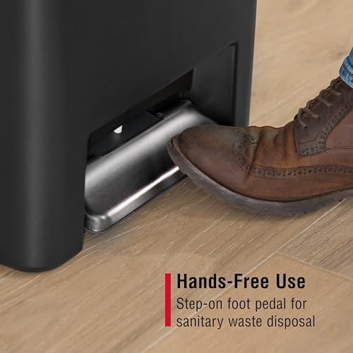 Black plastic step-on kitchen trash can — photo 5