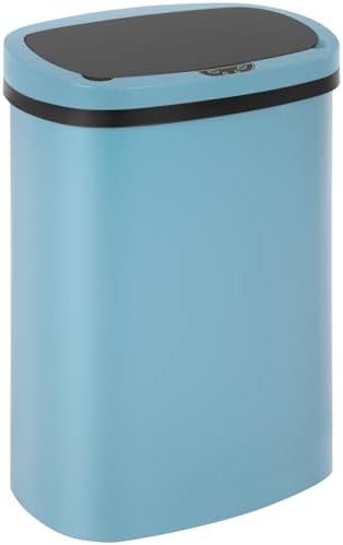 Blue plastic 13 gallon motion trash can