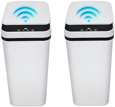 White motion sensor bathroom trash can 2 pack