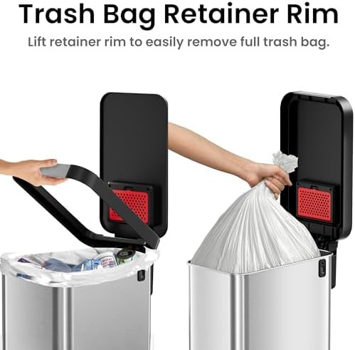 Slim step pedal kitchen trash can with odor filter — photo 4
