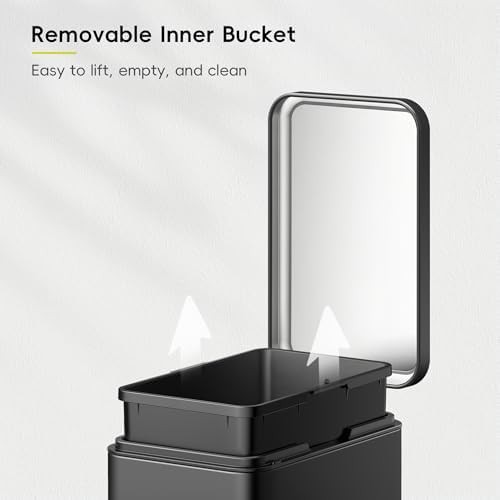 Slim matte black bathroom step trash can — photo 3