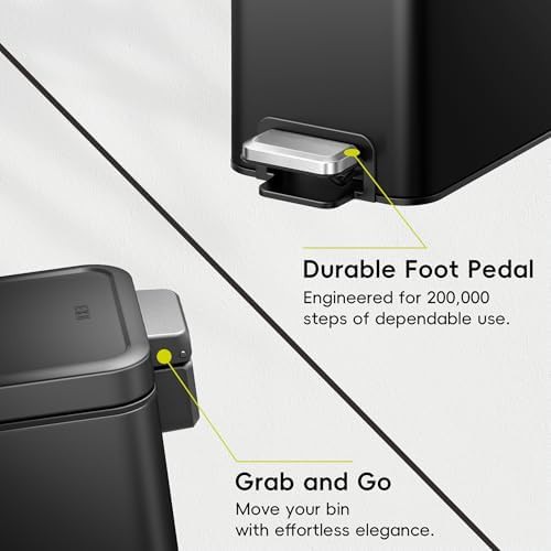 Slim matte black bathroom step trash can — photo 5