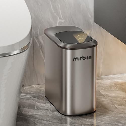 Eclipse grey stainless motion sensor trash can 10L