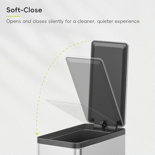 Slim stainless steel bathroom step trash bin — photo 5