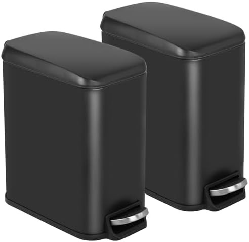 Small black steel 1.3 gallon bins pair