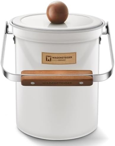 White stainless steel countertop compost bin
