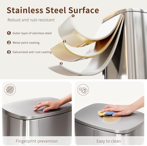 Steel 13 gallon kitchen trash can — photo 3