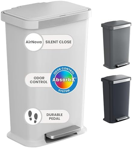 White Plastic Step Pedal Kitchen Bin