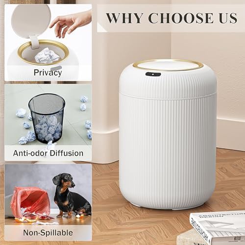White and gold plastic automatic trash can — photo 3