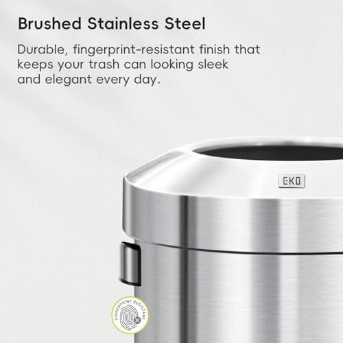 Large round brushed metal open top bin — photo 4