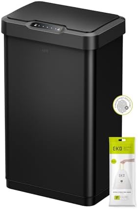 Mirage-T matte black motion sensor trash bin