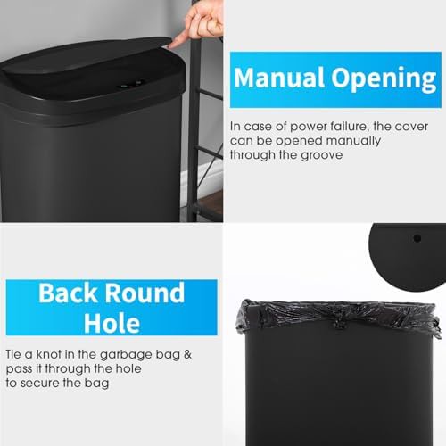 Black oval plastic 13 gallon trash can — photo 4
